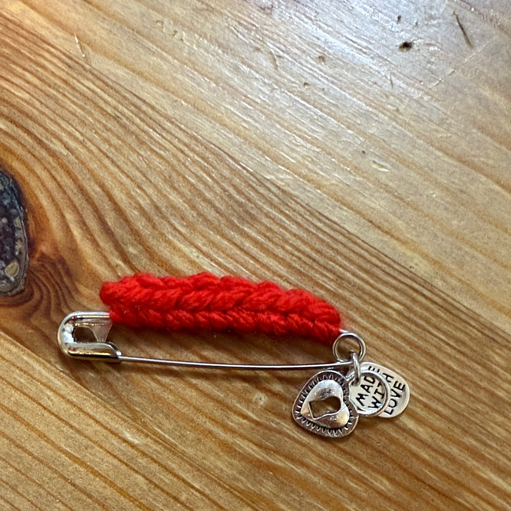 Red Handmade Love Charm Pin ( Prada Inspiration)